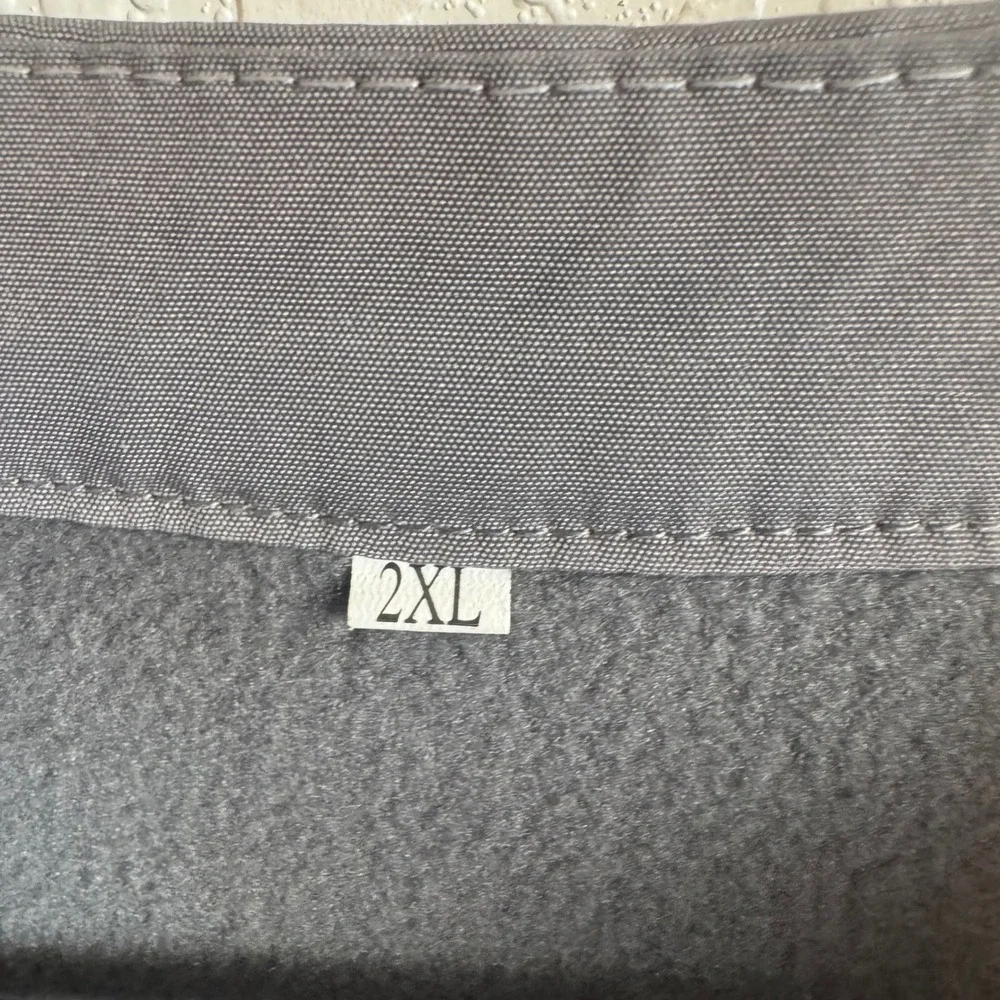 Fleece Pullover Men 2XL Gray American Flag‎ Patch Button Henley Pocket